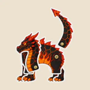 Cut-paper fighter: a lava dragon